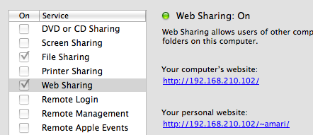 Web Sharing preference pane