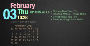 Date, time, machine uptime and calendar events