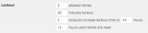 Limit Login Attempts settings